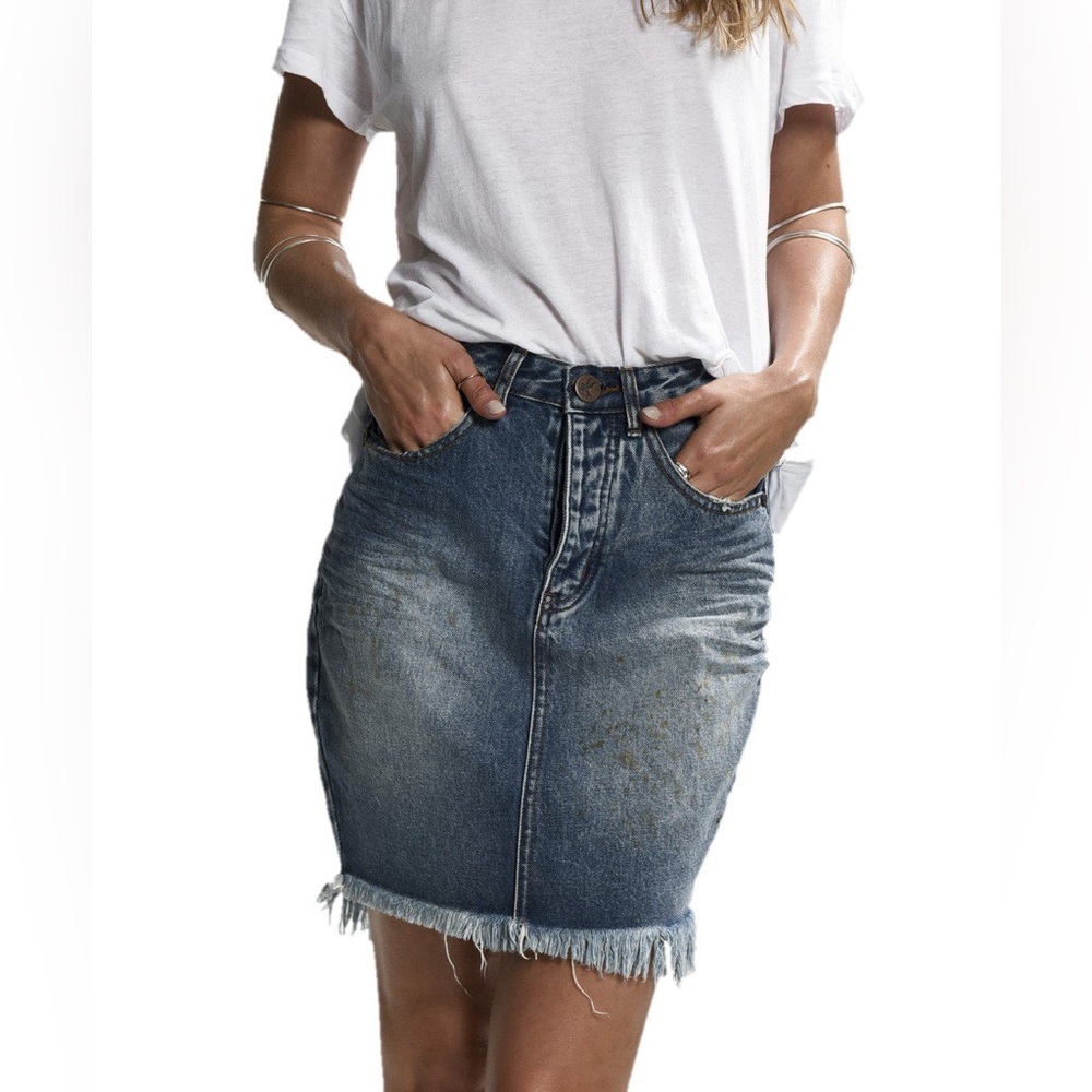 NWT - One Teaspoon - Denim High Waist - 2020 Skirt Bleu Creme - Size 26